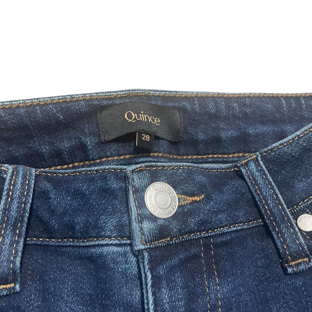 Quince Women's Stretch High Rise Kick Flare Jeans | Dark Wash | Size 28 - Picture 2 of 6